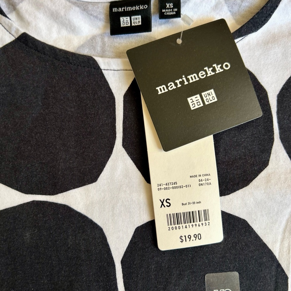 Marimekko x Uniqlo Oversized Black & White Dot Top XS - Picture 2 of 4
